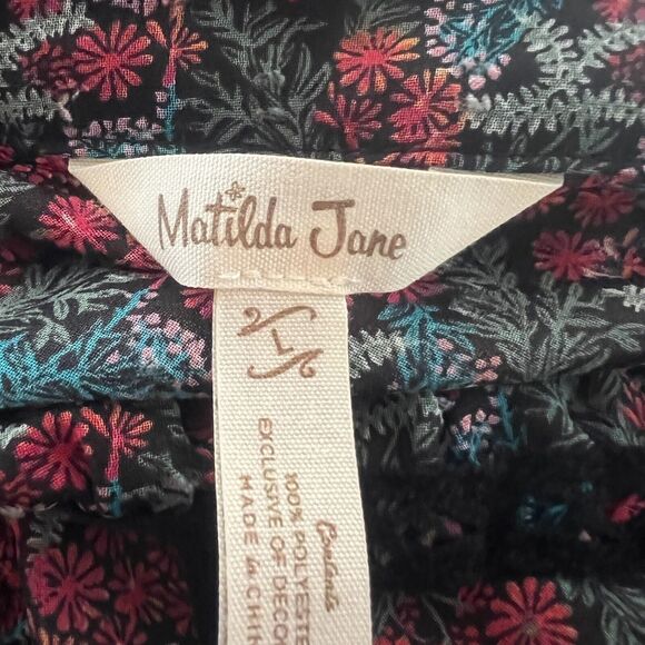 Matilda Jane Shirt Women Large Red Blue Carol Top Crochet Boho Cottagecore - Picture 7 of 9